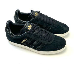 Adidas Gazelle Black Gold Womens Sneakers Size 7